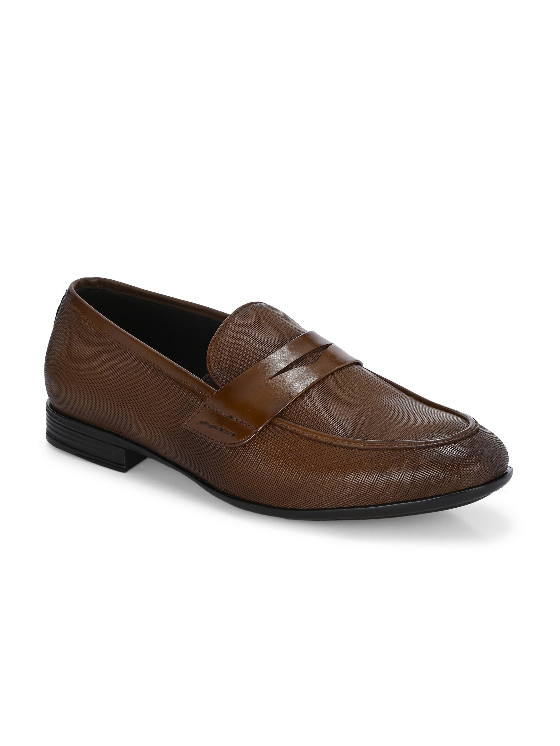 Nova Textured Penny Loafers by Aspeerio